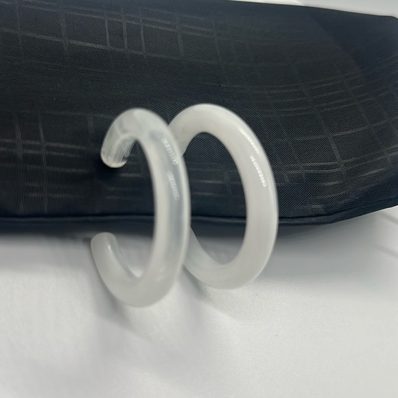 Chunky White Acrylic Hoop Earrings | Lucite Resin Hoops | Statement Jewelry - Picture 12 of 16